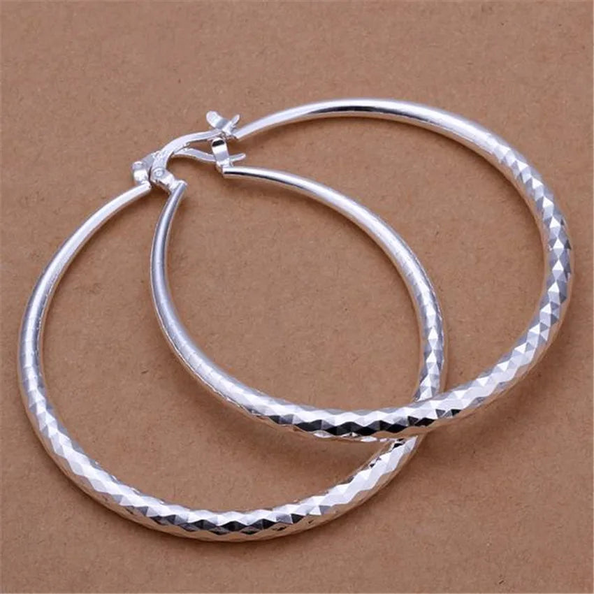 Silver 925 Plated Earrings WOMEN Lady Big Cricle Round Hot Selling Fashion Jewelry Direct Factory Price Christmas Gift E291