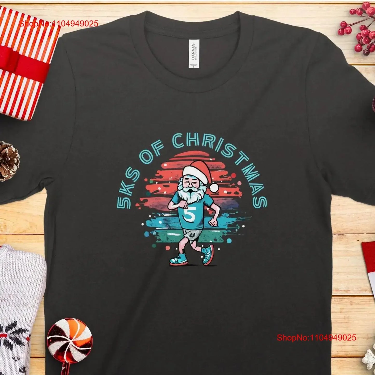 5k of Christmas Run Shoes T Shirt Xmas Race for Women Runners Holiday Sweater s Her vintage Washed Stretched fashion Stylish