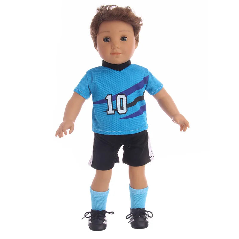 Blue Sportswear Doll Clothes Basketball Gym Shoes For 18inch American Doll 43Cm Reborn Baby items & Logan Boy Dolls Accessories