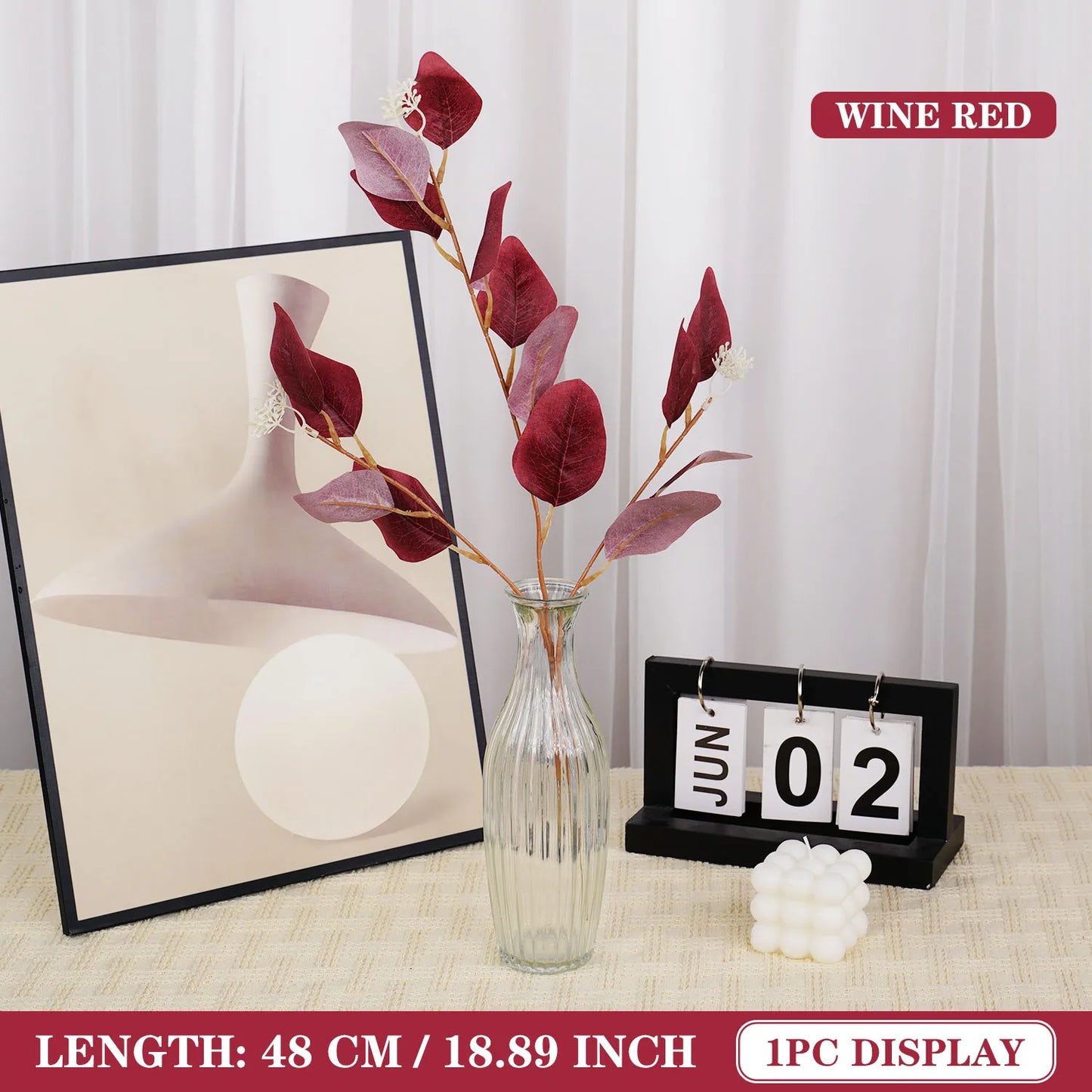 Autumn Artificial Plant Faux Leaves Eucalyptus Long Branch Home Wedding Decoration Silk Flowers Fake Plants Diy Table Decoration