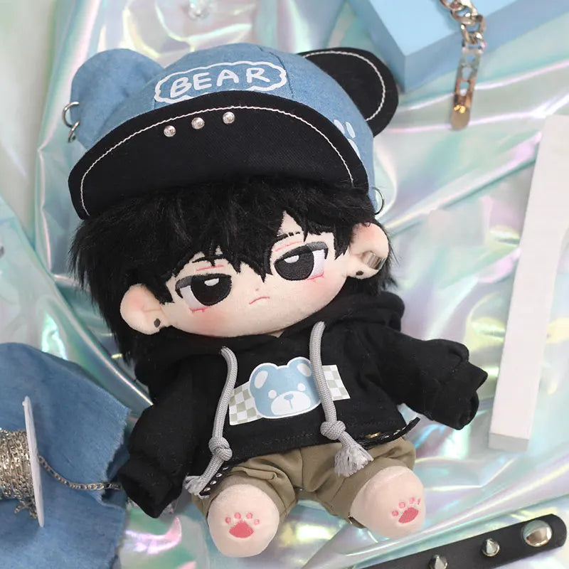 20cm Trendy Boy Pure Cotton Plush Doll Clothes Fashionable Street Dance Youth Cosplay Hoodie Denim Jacket Baby Birthday Gift