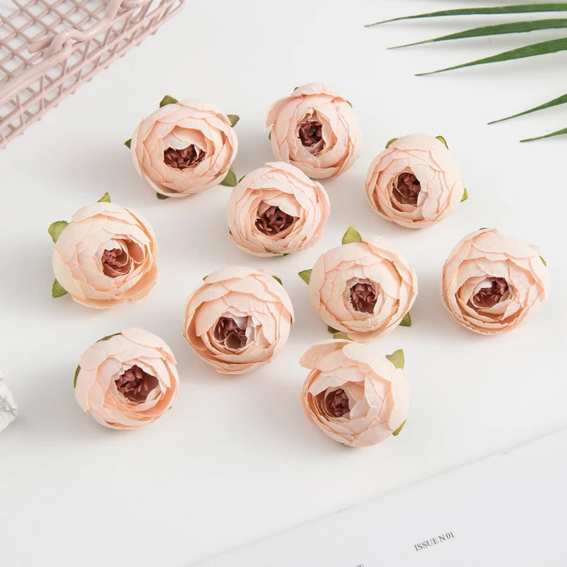 50/100PCS Artificial Flowers Silk Tea Roses Bud Diy Gifts Candy Box Christmas Decorations for Home Garden Wedding Accessories