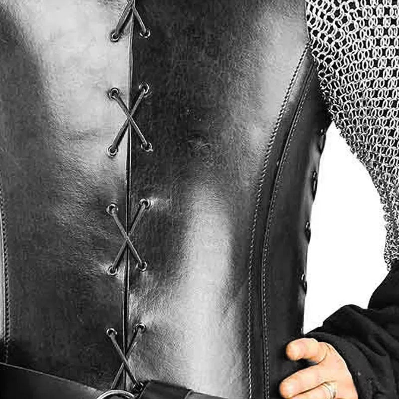 Medieval Viking Knight Pirate Cosplay Costume PU Leather Body Chest Armor Vest Larp Outfit Jerkin Coat Men Breastplate Cuirass
