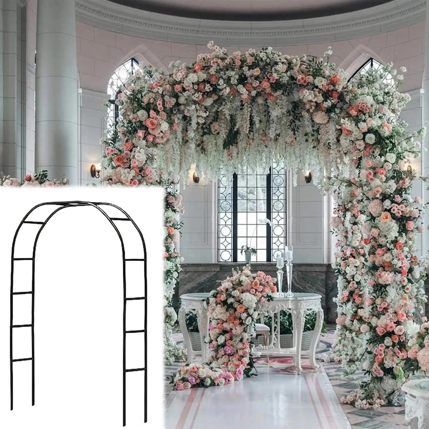 Metal Garden Wedding Arch Stand Kit Flower Frame Balloon Archway Lawn Activity Large Decor Wedding Arbor Party Decoration