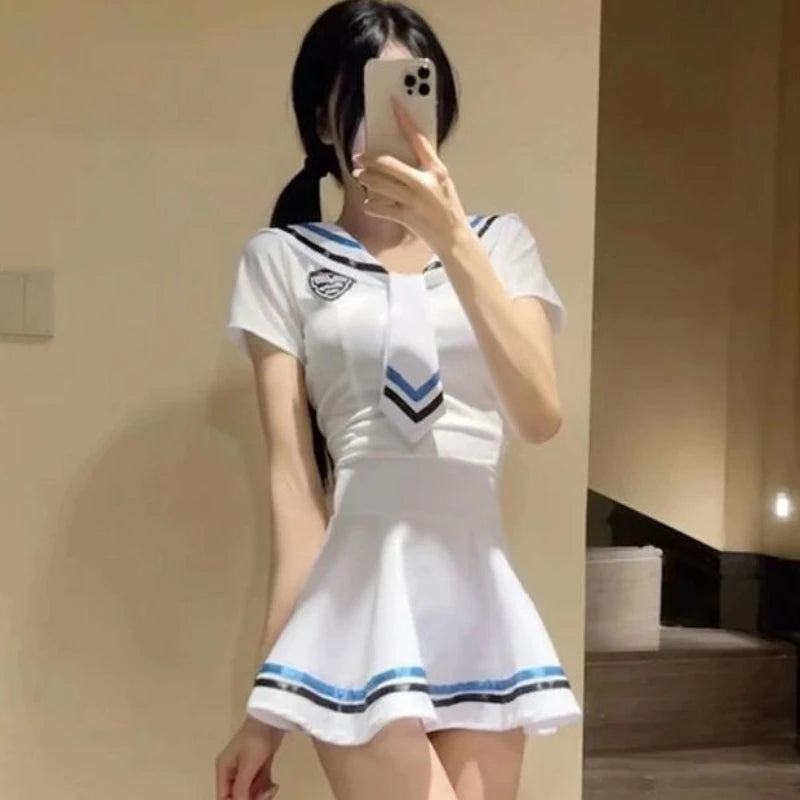 Sexy College Style JK Student Uniforms Schoolgirl Costumes Women's Tops Miniskirt Pajamas Naughty Erotic Lingerie Cosplay Sailor