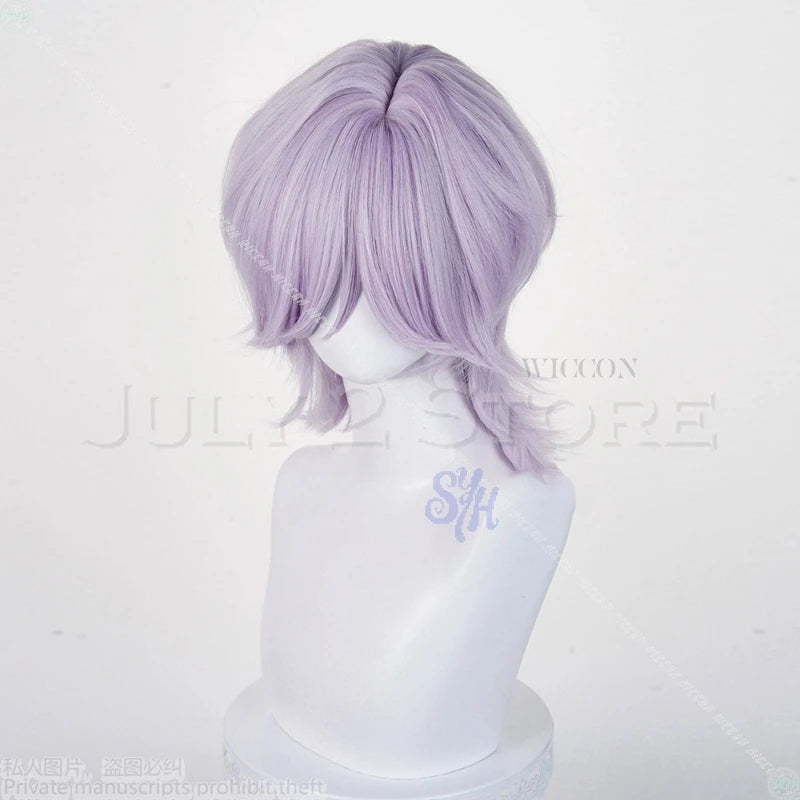 Anime Kpop Demon Cosplay Saja Boys Mystery Hair Purple Gray Wig Heat Resistant Synthetic Hair Wigs + Wig Cap Halloween Christmas