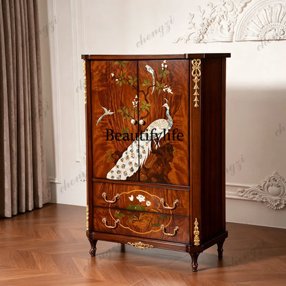 M178 American retro solid wood chest high-end storage cabinet floor-to-ceiling entrance storage decorative cabinet