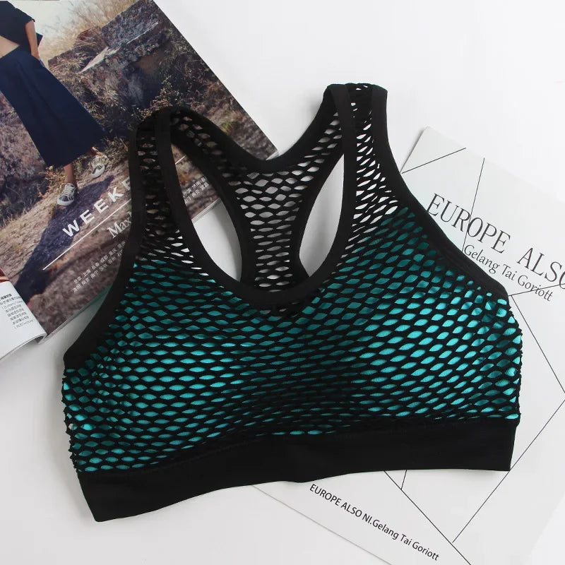 Women's Underwear New Sports BackStraplessHollowed OutChest WrappedColor BlockedYoga Shock-absorbing Bra Lingerie Sexy De Femmes