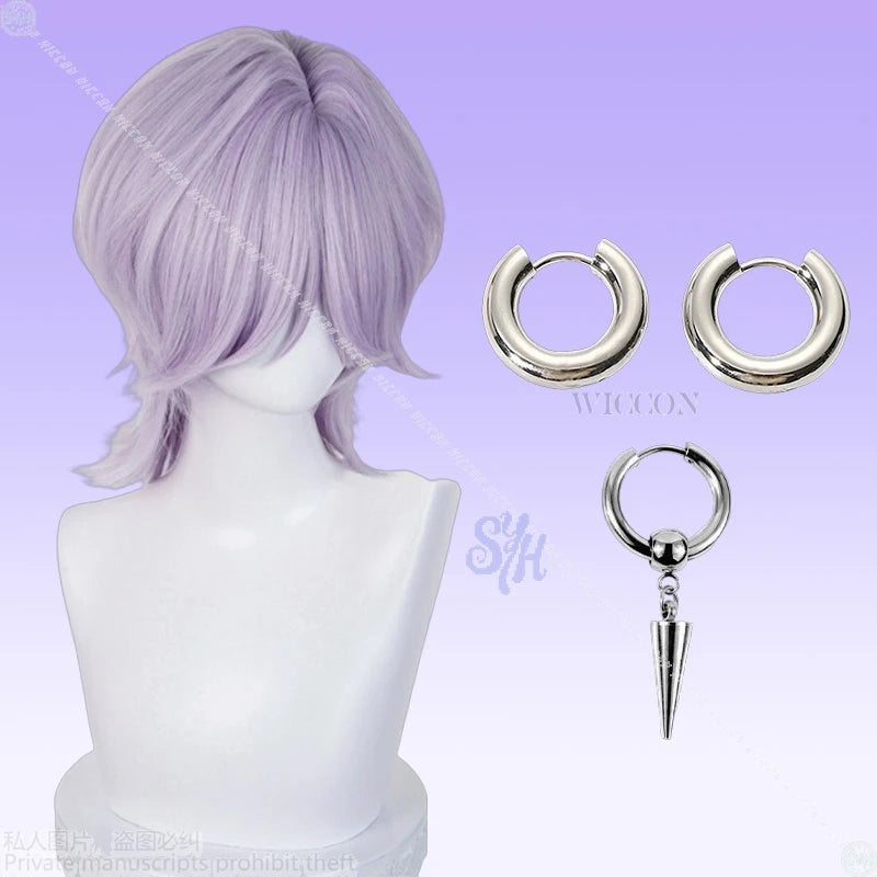 Saja Boys Mystery Cosplay Kpop Demon Anime Hair Purple Gray Wig Heat Resistant Synthetic Hair Wigs + Wig Cap Halloween Christmas
