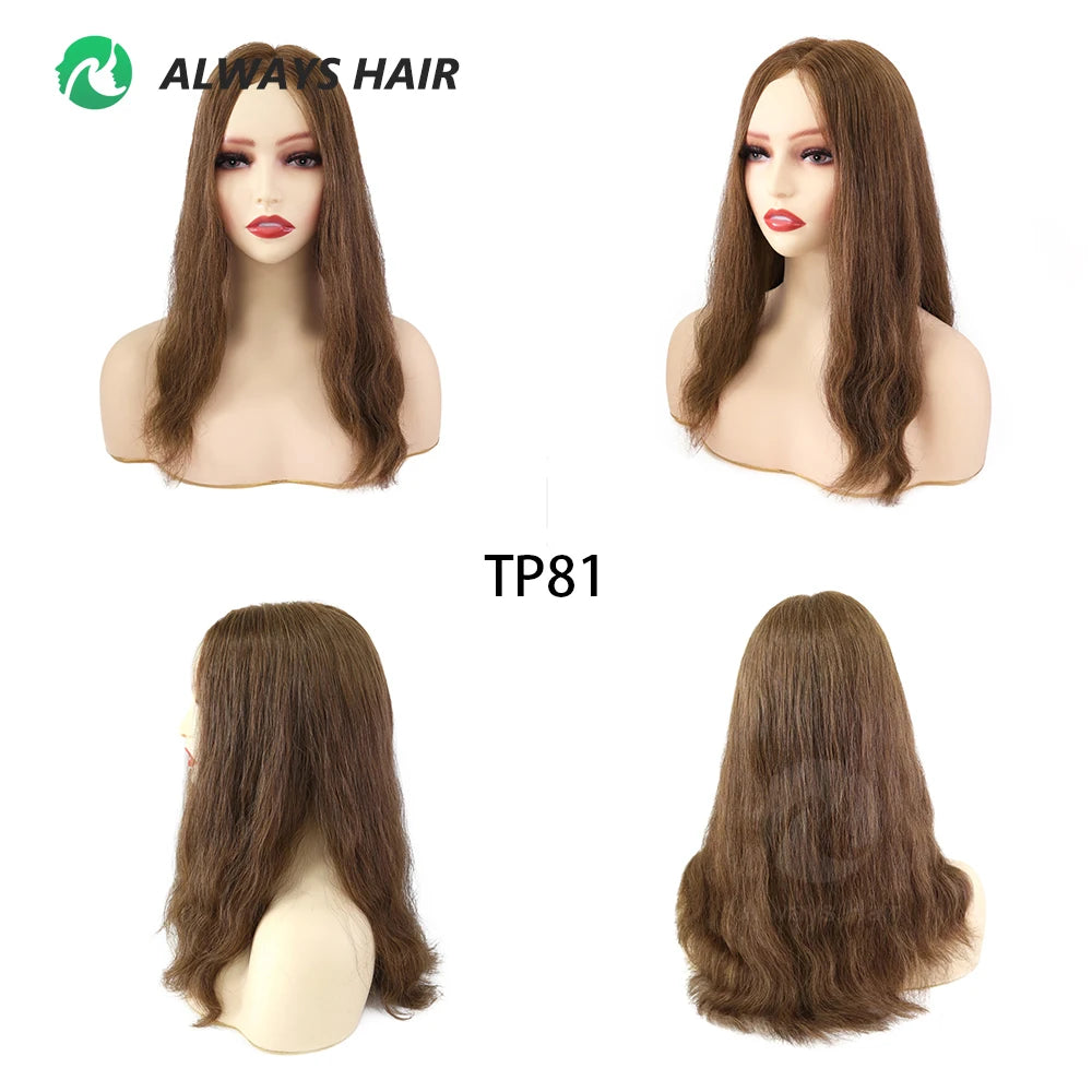 Alwayshair -16" Australia Base Hair Toppers For Woman 7x9 Lace & PU Brazilian Human Hair Toppers Hair Pices for ladies
