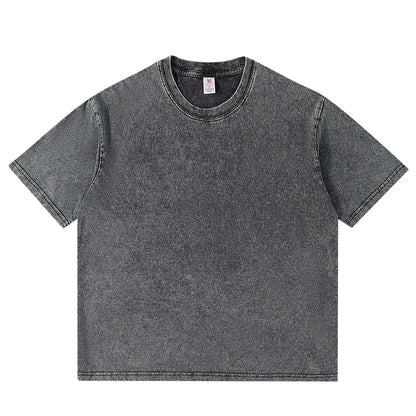 Men's Summer T-shirt 230G Heavy Cotton Vintage Washed T-Shirts Oversized Short Sleeve Loose Streetwear Short Sleeve Tops Tee