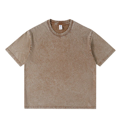 Men's Summer T-shirt 230G Heavy Cotton Vintage Washed T-Shirts Oversized Short Sleeve Loose Streetwear Short Sleeve Tops Tee
