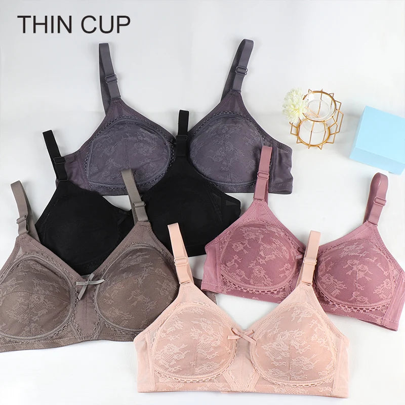 Yenlice Big Size Bras For Women Bralette C cup 4 Colors New Lace Bra Wireless Push Up Underwear Sexy Lingerie Soft Thin Bras