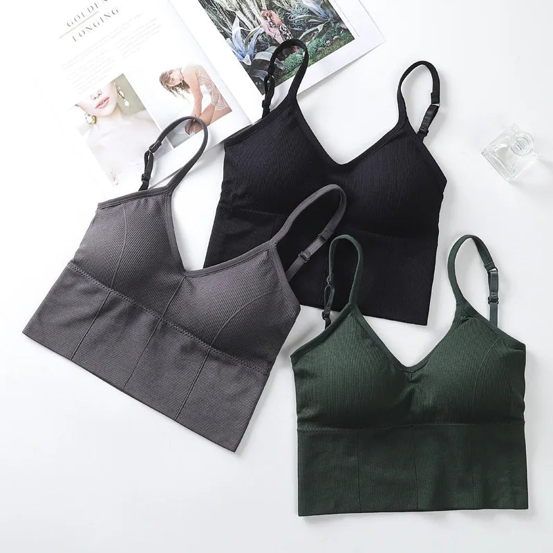 Women Tank Crop Top Seamless Underwear Vintage Crop Top Female Tanks Vest Camis Padded U Back Woman Sexy Sport Lingerie Camisole