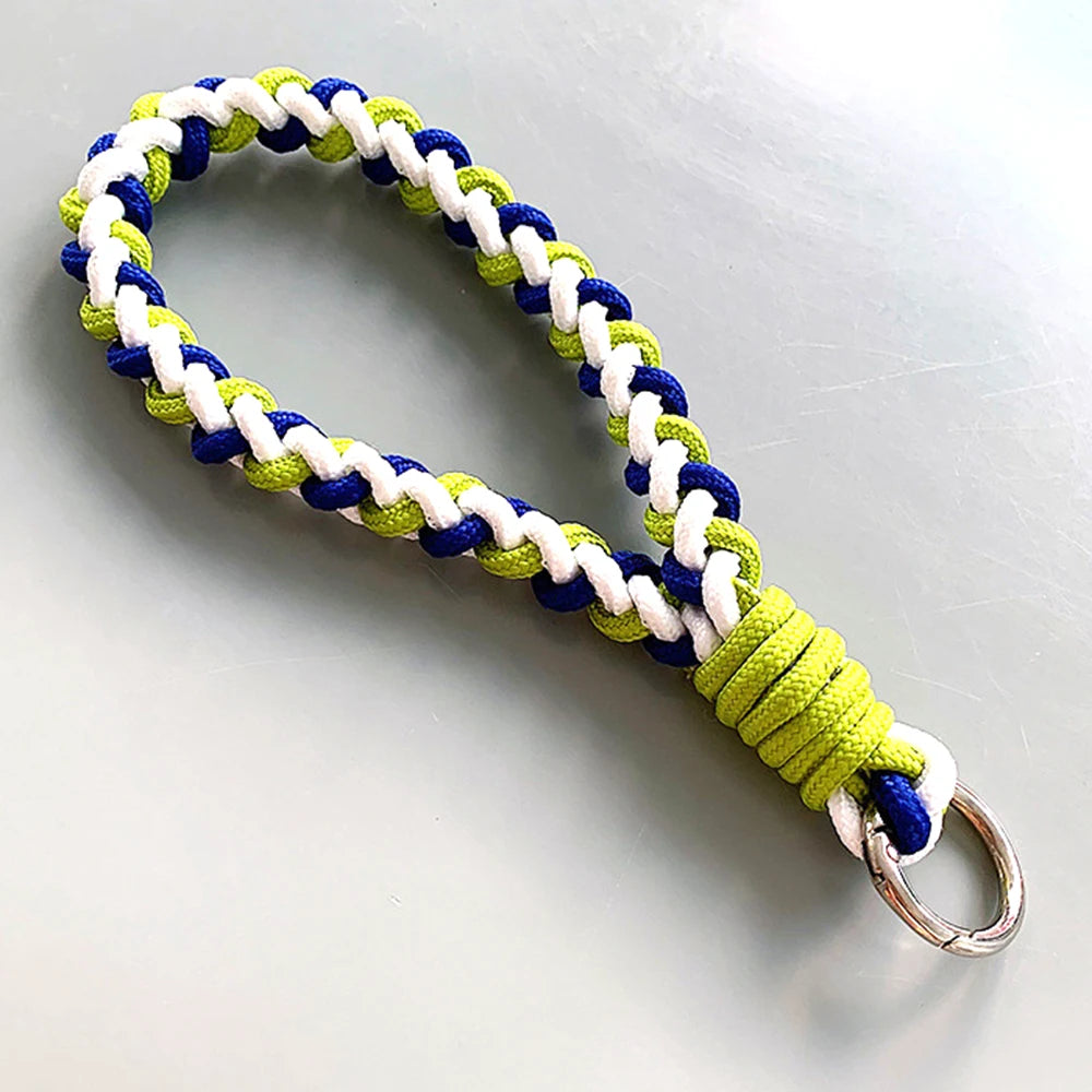 Handmade Rope Woven Keychain Phone Case Anti-lost Rope Strap Key Ring Tool Backpack Buckle Thickened Accessory Fashion Jewelry