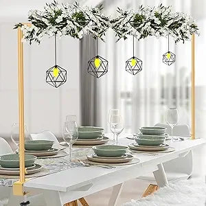 Over The Table Rod Stand with Clamps Adjustable 46"-100'' Length 29"-55" Height Gold Table Balloon Arch Stand with Storage Bag,