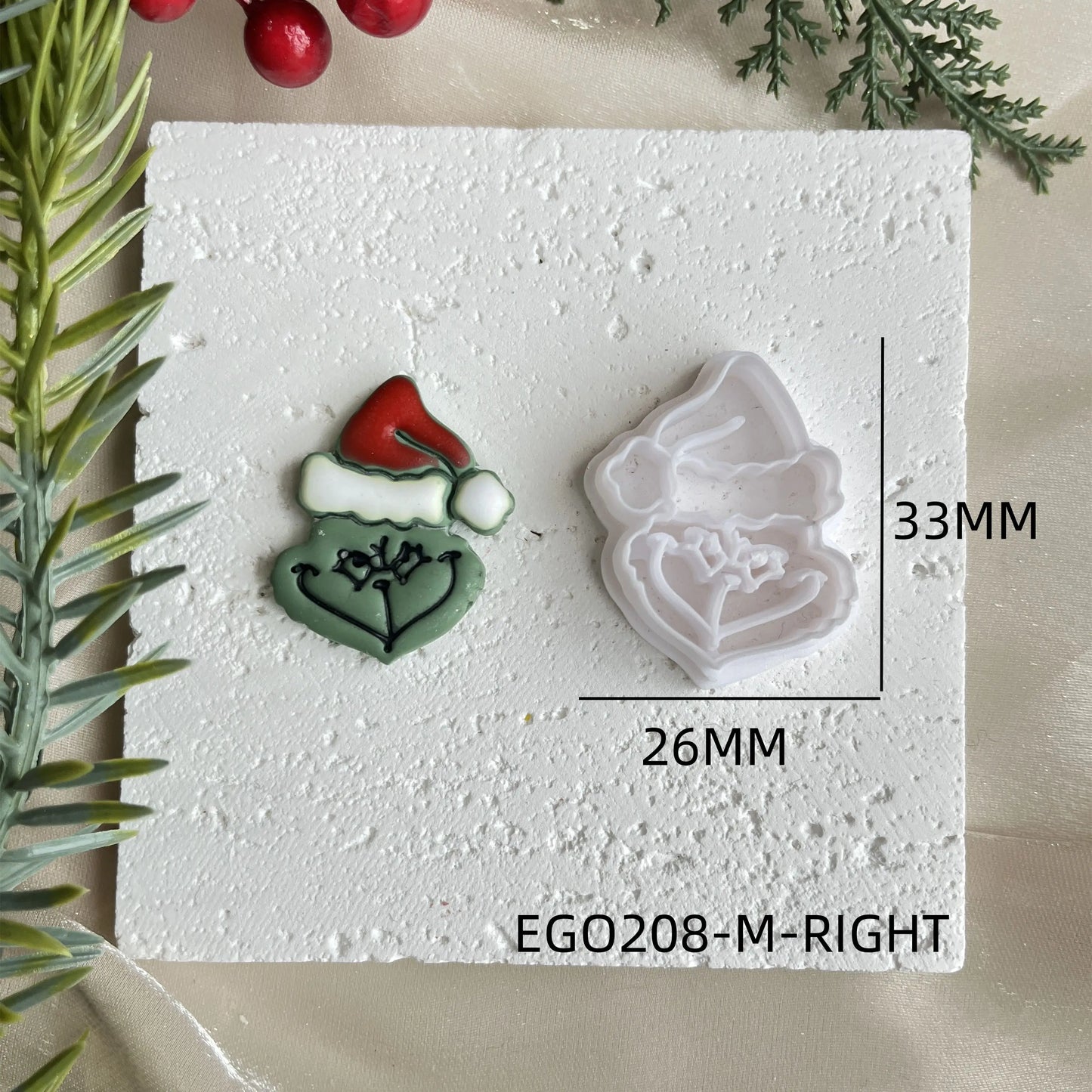 Christmas Cookie Cutter SANTA GRINCH  3 Sizes 2 Cut Versions  Earrings Making Mold Polymer Clay Tools Jewellery Tools