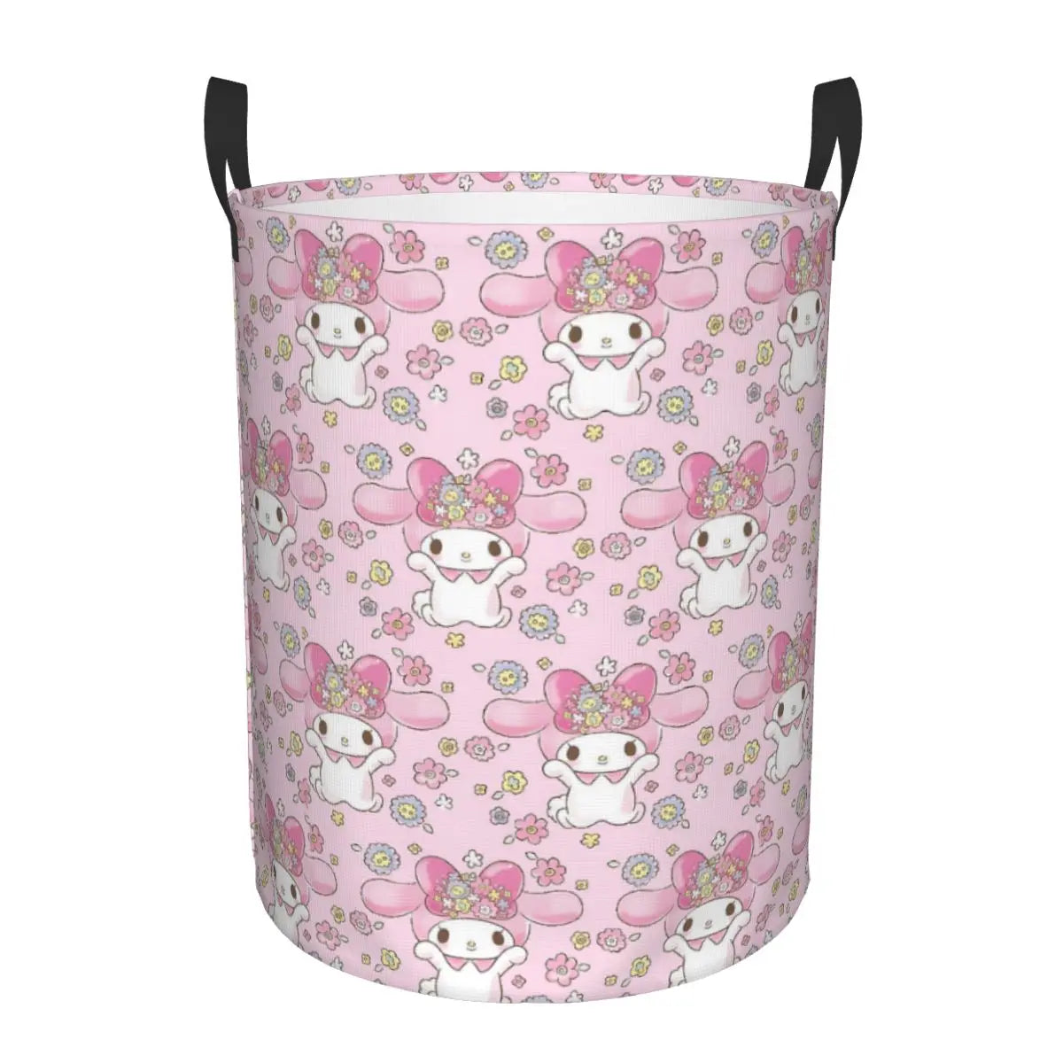 Custom Melody Laundry Basket Collapsible Pink Rabbit Clothes Hamper for Baby Kids Toys Storage Bin