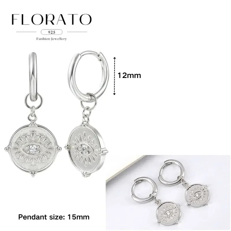 925 Sterling Silver Ear needle European And American Style Hoop Earrings Round square Pendientes Fashion For Women Birthday Gift