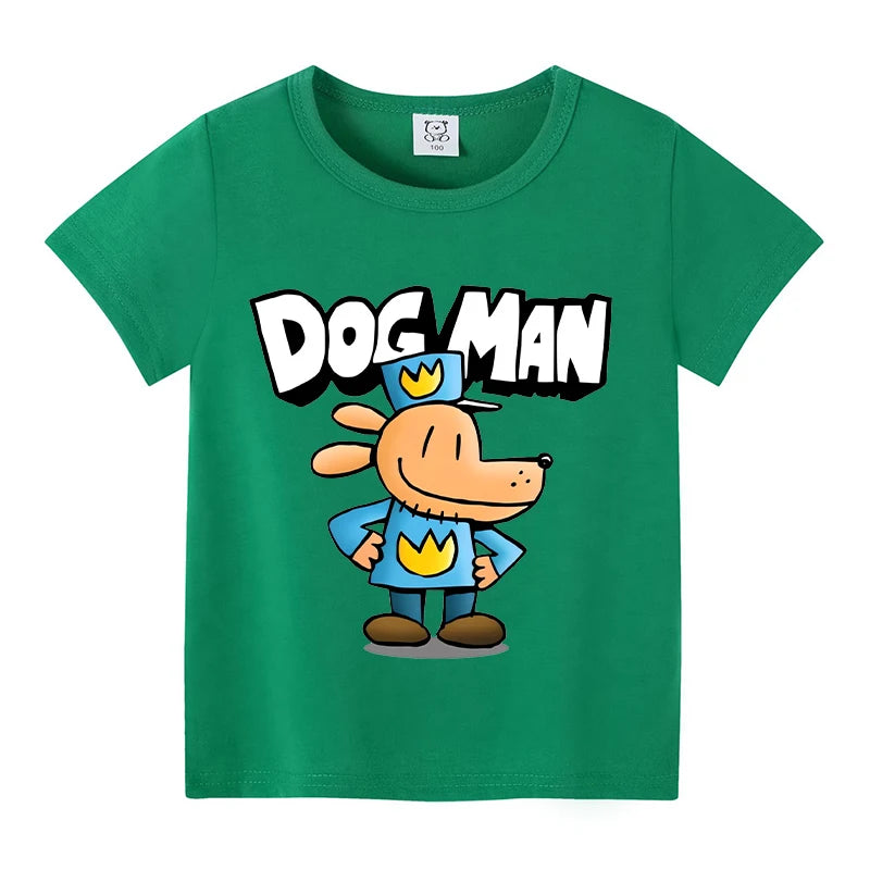 New Dog Man Children T-shirts Cute Cartoon Figure Printed T-shirt Kawaii Baby Boys Casuals Short Sleeves Tops 2025 Kids Clothes
