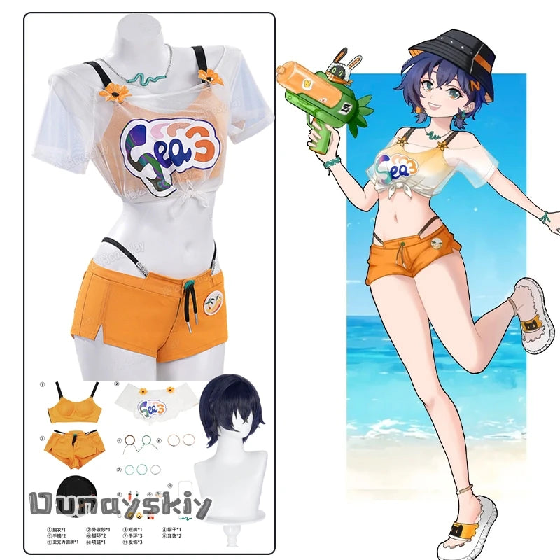 Zenless Zone Zero Belle Cosplay Costume zzz Belle Swimsuit Summer Outfit Hat Shorts Bikini Girls Disguise for Adult Women xs-2xl