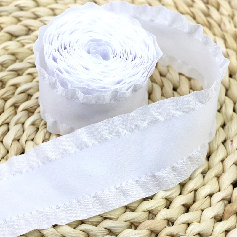 (5Yards/roll) 4cm Skirt Shape Satin Ribbon Hair Bow Gift Wedding Christmas Lace Sewing Accessories Tablecloth Curtain Decoration