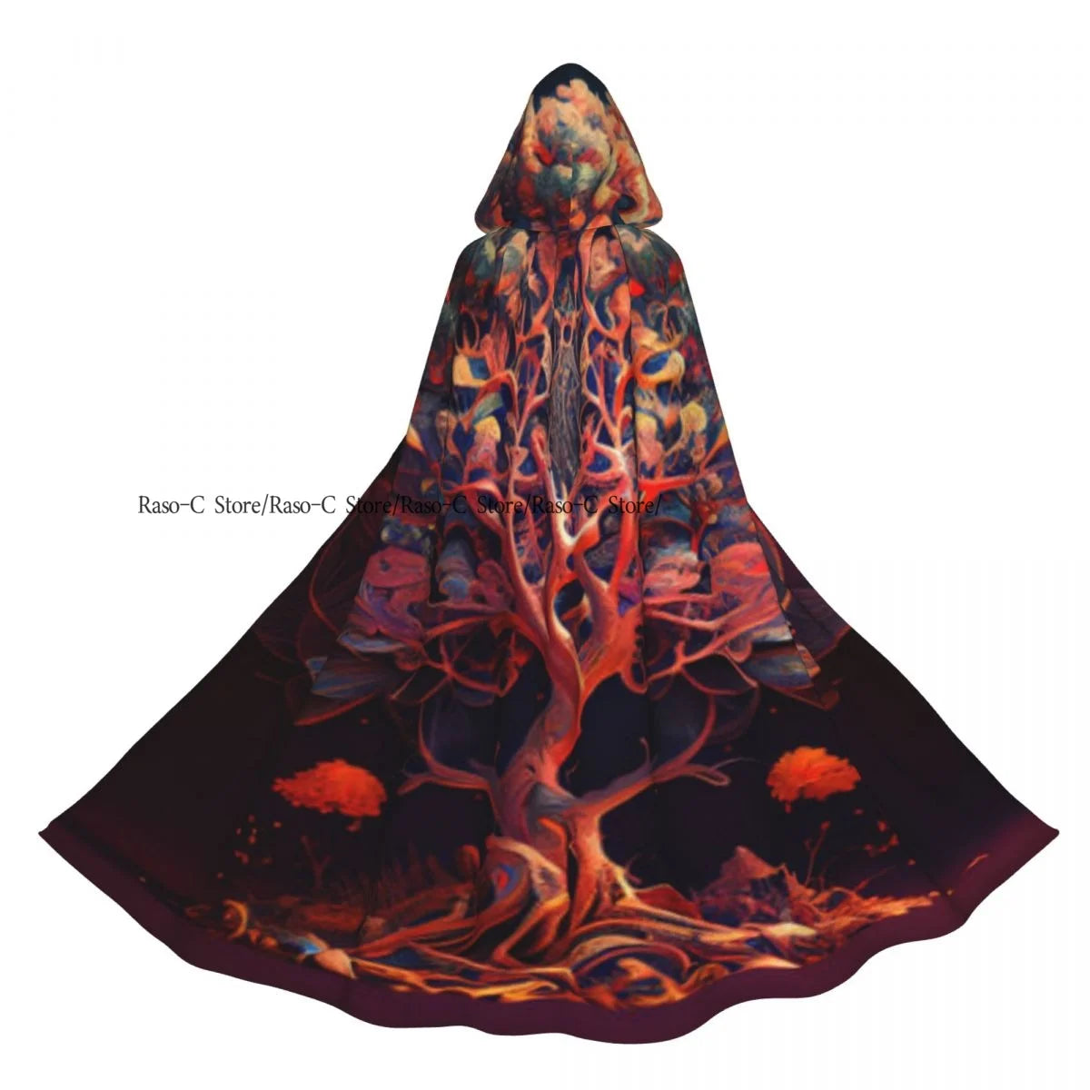 Hooded Cloak Unisex Cloak with Hood Tree With Ripe Apples Harvest Season Theme Cloak Vampire Witch Cape Cosplay Costume