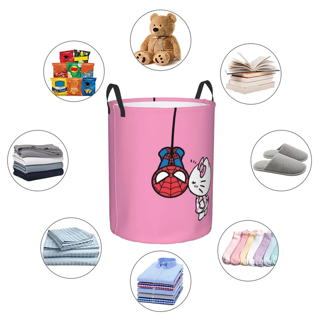Custom Hello Kitty Laundry Basket Collapsible Large Clothes Storage Bin Cartoon Character Baby Hamper
