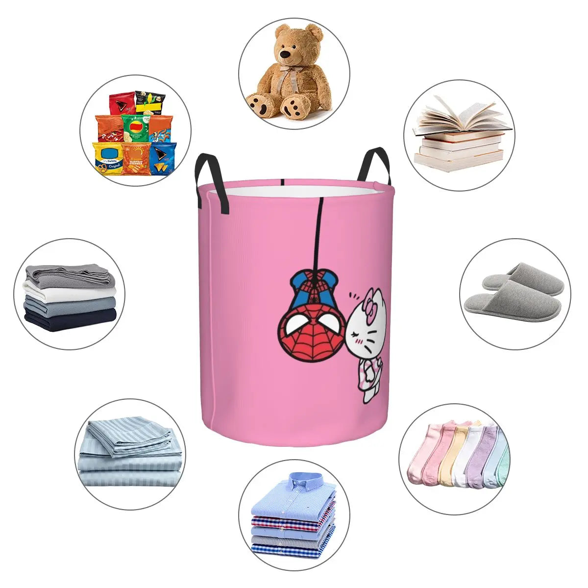 Custom Hello Kitty Laundry Basket Collapsible Large Clothes Storage Bin Cartoon Character Baby Hamper