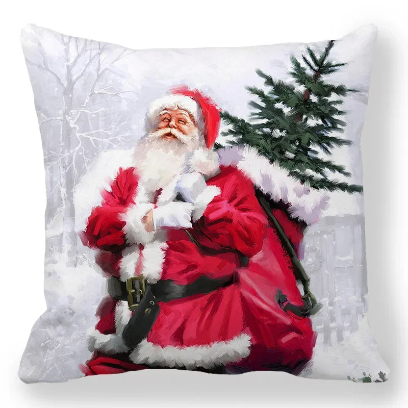 Christmas Decoration Pillowcase Santa Claus Snowman Deer Cushion Cover Home Sofa Chair