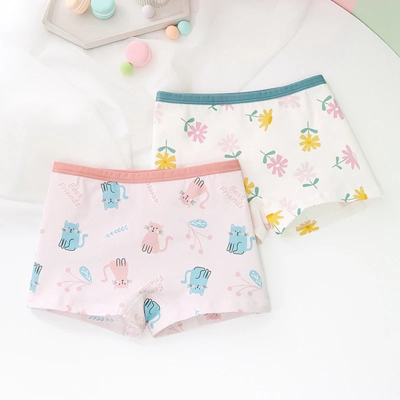 2Pcs Baby Girls Panties Sets Cotton Kids Underwear Clothes Cute Cartoon Toddlers Shorts Underpants Children Panties 3-11years