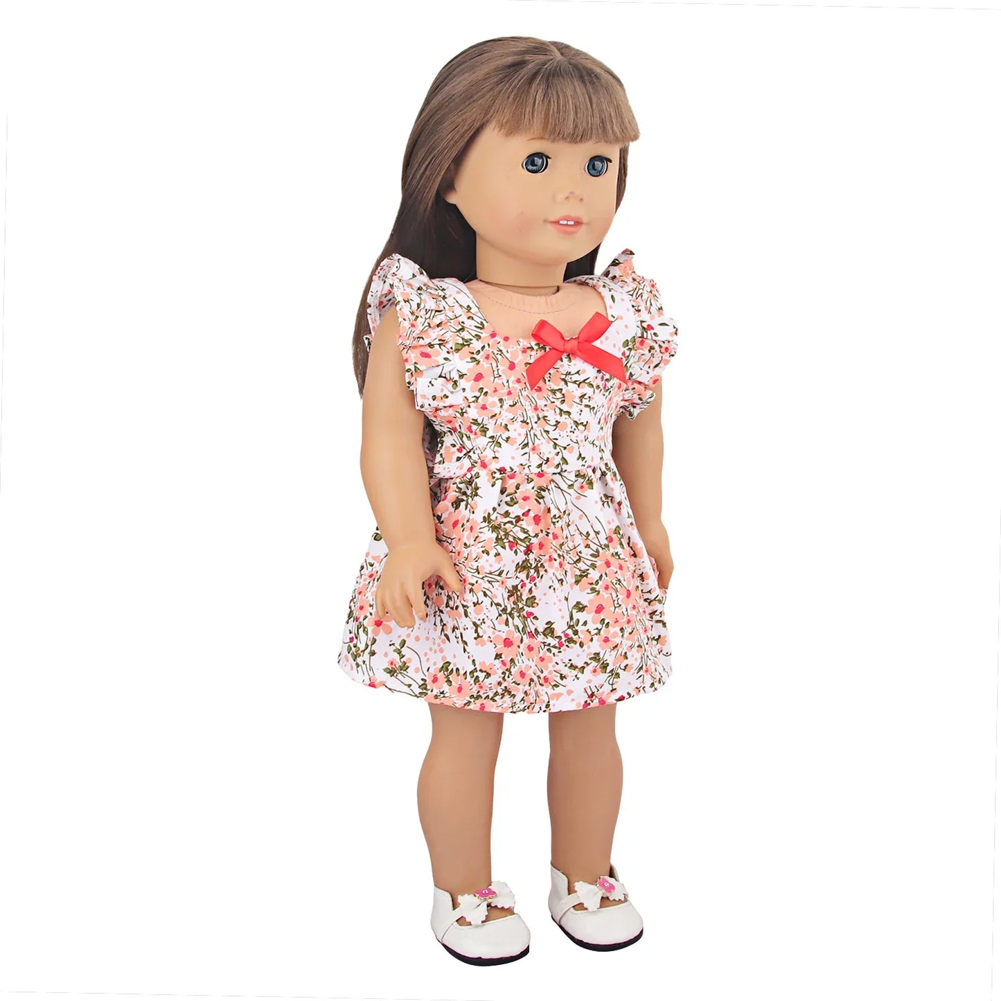 Doll Clothes Bow Knot Floral Skirt For American 18 Inch Girl Doll Spring and Summer Dress For 43cm Baby New Born Doll Girl's Toy