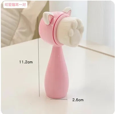 Portable face wash brush, silicone brush, facial cleanser, foam maker, cute cat claw cleaning brush