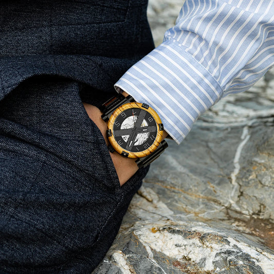 Men Watch BOBO BIRD Wooden Automatic Mechanical Watch Metal Wristwatch Top Fashion Business Clock Custom Gift Box reloj hombre