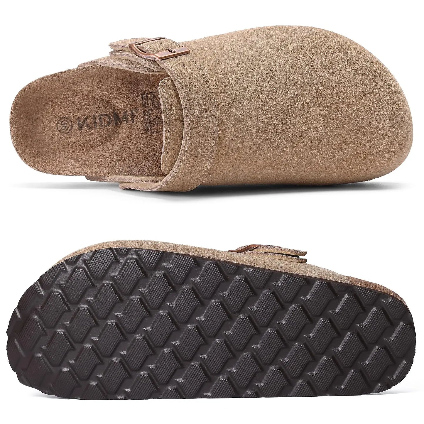 Smile Pop New Fashion Women's Suede Clogs With Back Strap Men's Leather Mules Cork Footbed Slip on Potato Shoes For Women & Men