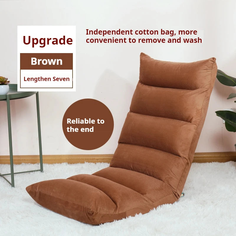 Foldable Floor Sofa Portable Lazy Chair Thickened Backrest Tatami Meditation Seat Single Floor Recliner for Home Bedroom Camping