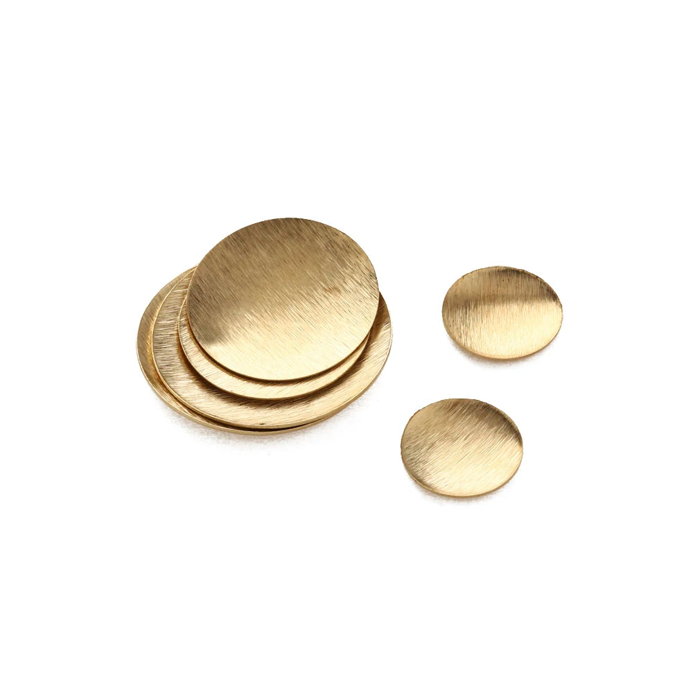 Raw Brass Brushed Round Convex Dome Discs Pendant Charms for Diy Hammered Jewelry Stud Earring Bracelet Necklace Making Findings
