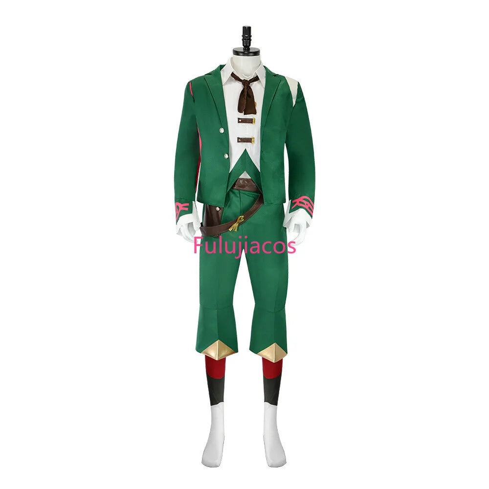 Fulujiacos Game LOL Ekko Boy Who Shattered Time Cosplay Costume Green Coat Uniform
