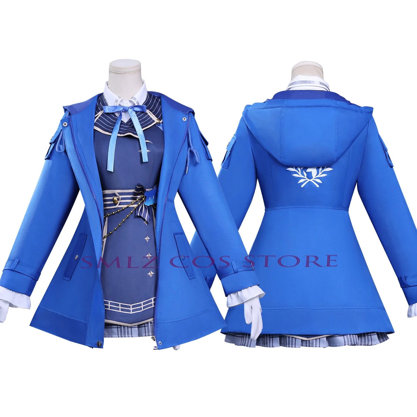 Henshin Sakamata Cosplay Costume Anime Vtuber Sakamata Blue Coat Dress Hololive JP Holo Vtuber HoloX Outfit Wig for Woman Girl