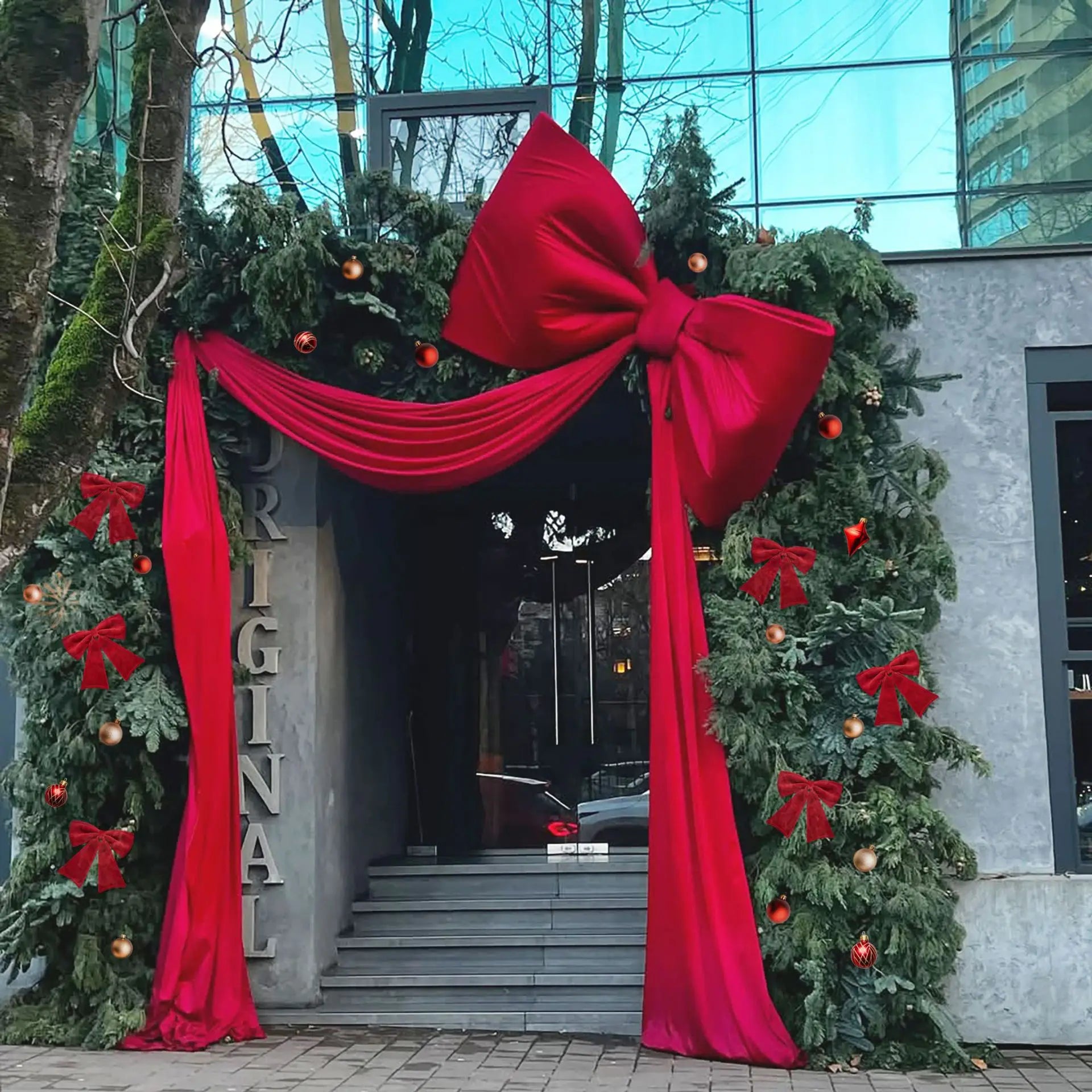Giant Red Velvet Bow For Wedding Backdrops Engagement Wall Decoration, Hall Shop Window Display, Party Photography Props