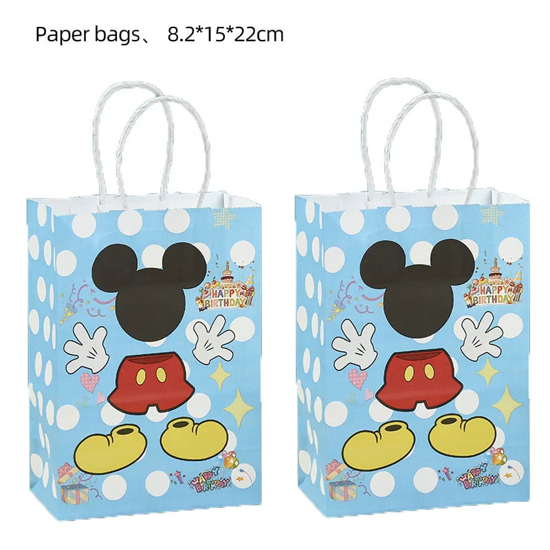 21*15*8cm Disney Mickey Mouse Paper Gift Bag Festival With Handles Baby Shower Candy Bags Kids Minnie Birthday Party Supplies ﻿