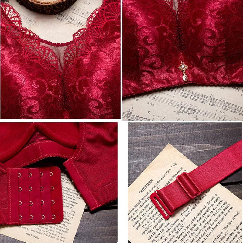 Pushup Bras Plus Size Bralette Women Lingerie Wireless Underwear Lace Brassiere Bralette for Female C Cup Thin Black Bra