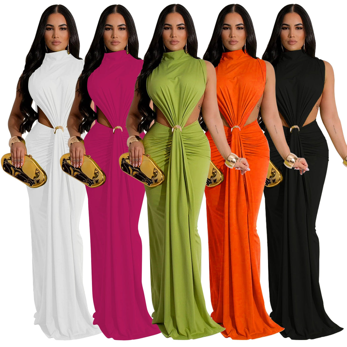 European Sexy Side Split : Sleeveless Fashion Dress