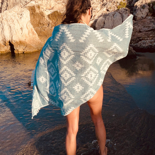 KILIM PASTEL GREEN Handgewebtes Hamamtuch