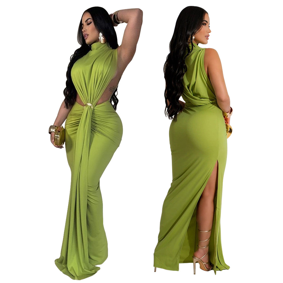 European Sexy Side Split : Sleeveless Fashion Dress
