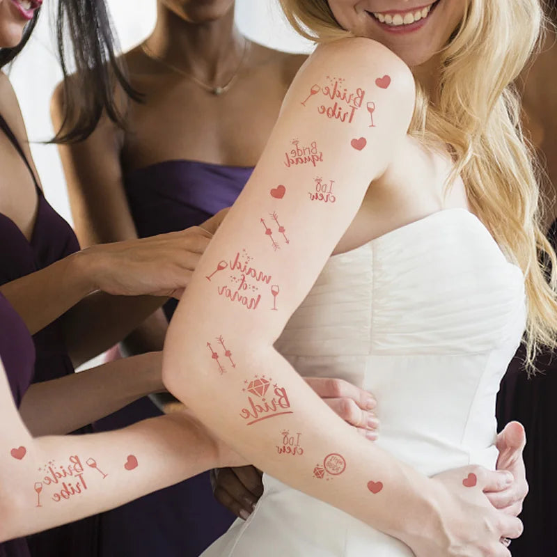 Bachelorette Party Tattoo Sticker Waterproof Golden Temporary Tattoos Bride To Be Sticker Bridal Shower Body Decoration Supplies