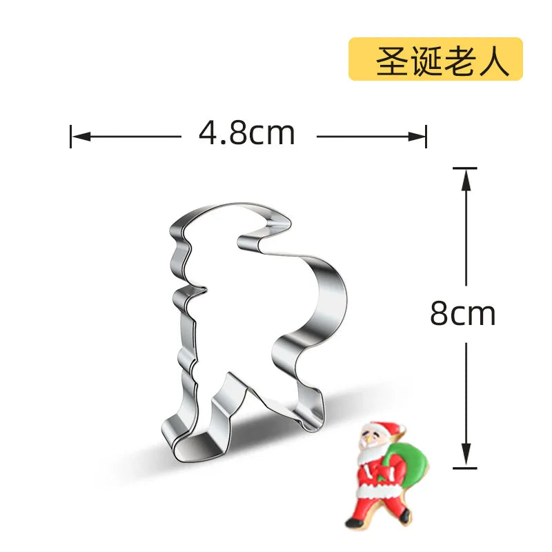 Christmas Cookie Cutter Stainless Steel Biscuit Mold Baking Tool Christmas Theme Snowflake Santa Claus Cake Biscuit Mould M542