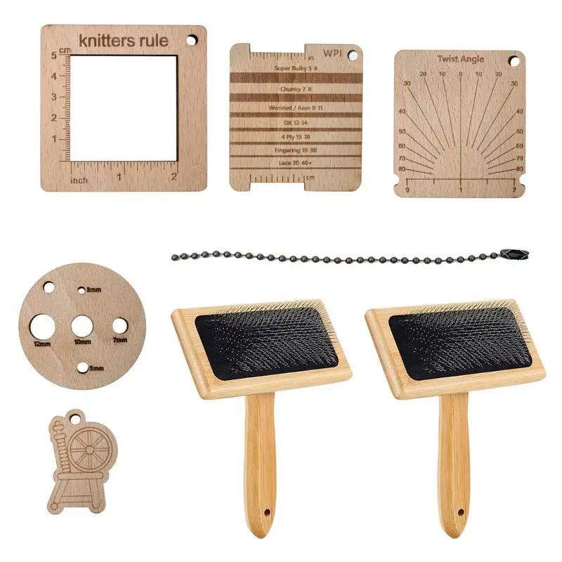 Wool Blending Board Carding Brush Set Smooth Handle Wool Comb 8 Pieces Sturdy Yarn Brush Wool Blending Board for Pet Dog Puppy