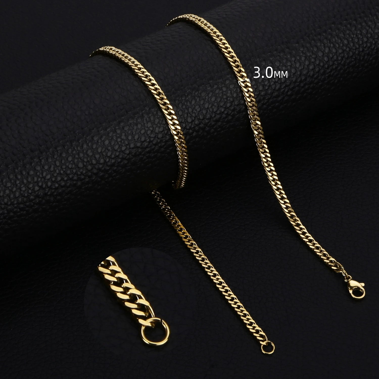 Stainless Steel Cuban Chain Necklaces For Men Women 3.5MM 5MM 7MM Black Gold Color Solid Curb Link Chain Punk Fashion Jewelry