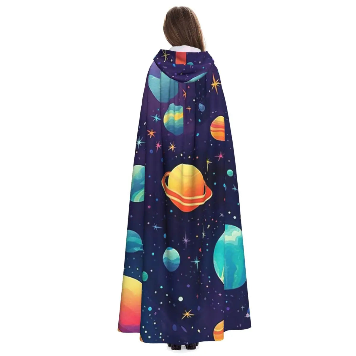 Solar System Space Planets Universe Long Hooded Cloak Witch Medieval Costume Cosplay Cape HalloweenVampire Adult Unisex